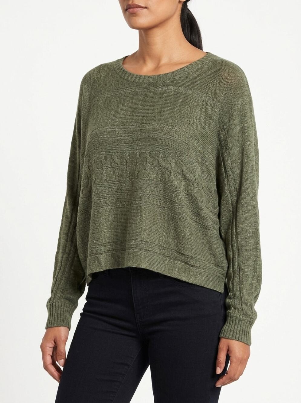 Hollister California Crew Neck Knit Dolman Sleeve Sweater Women Size M